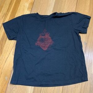 Brandy Melville Black Tee with Red Heart Design